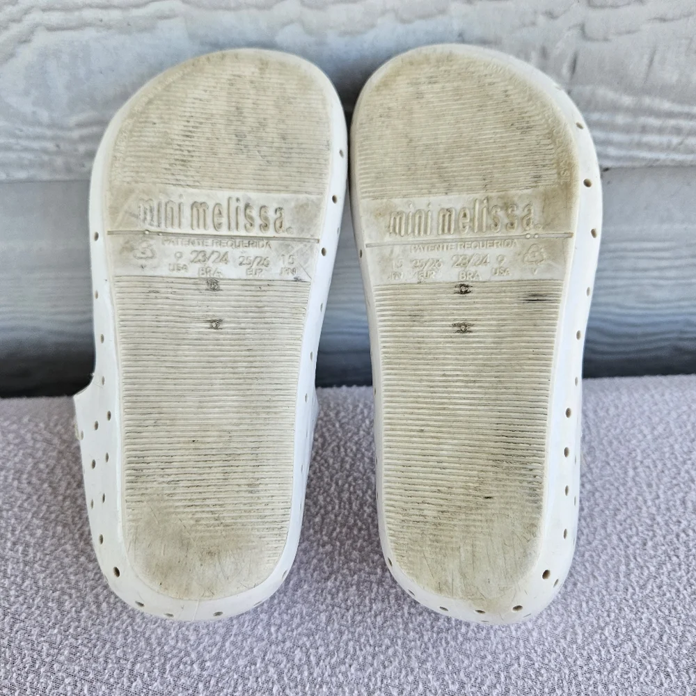 Mini Melissa Pop Pineapple Fruit Sandal White Yellow SZ 9 Hook & Loop Mary Jane